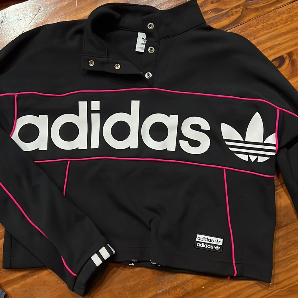 Black With Pink Stripes Button Pullover - image 1